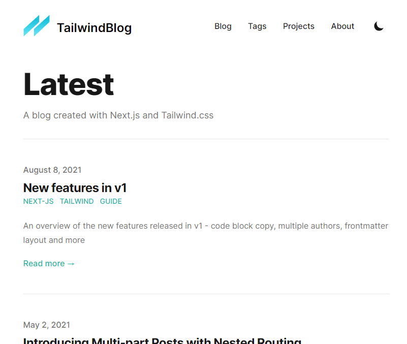tailwind-nextjs-starter-blog sample site