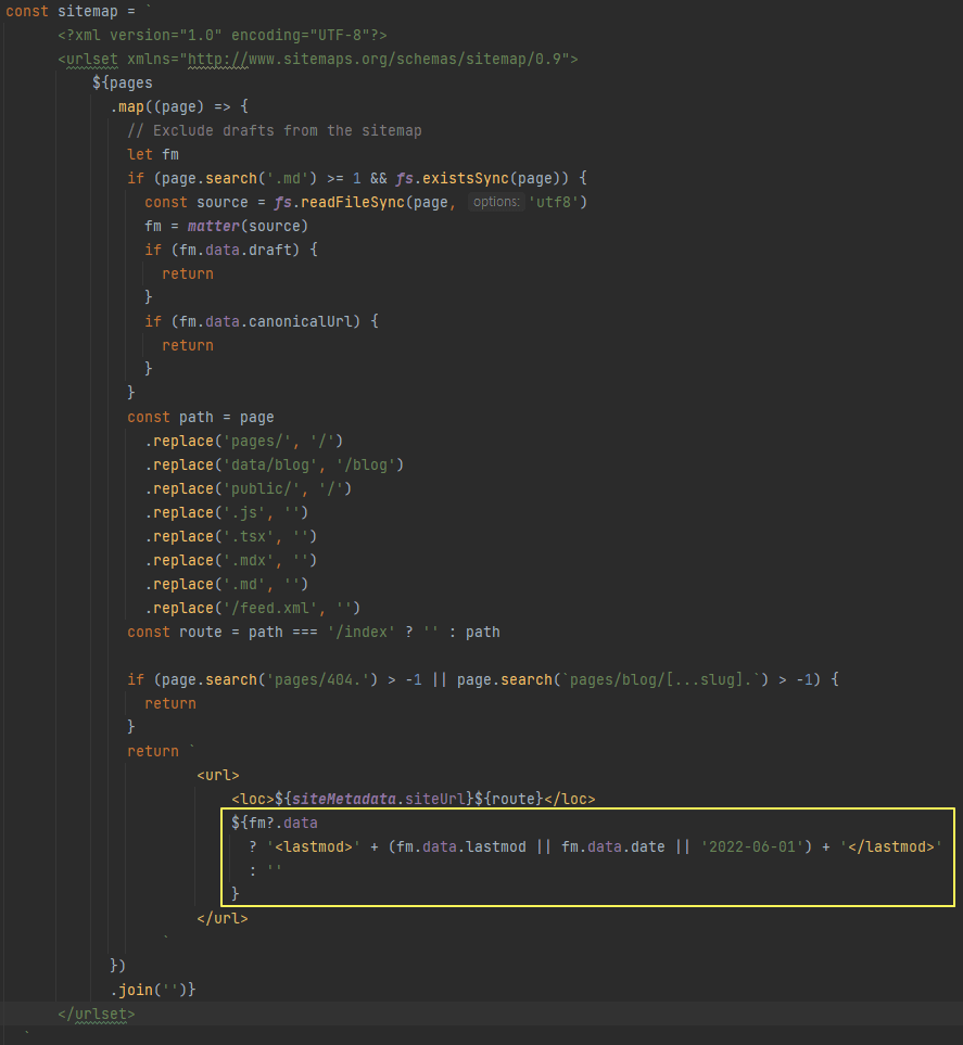 generate-sitemap.js 파일에 lastmod 추가하기